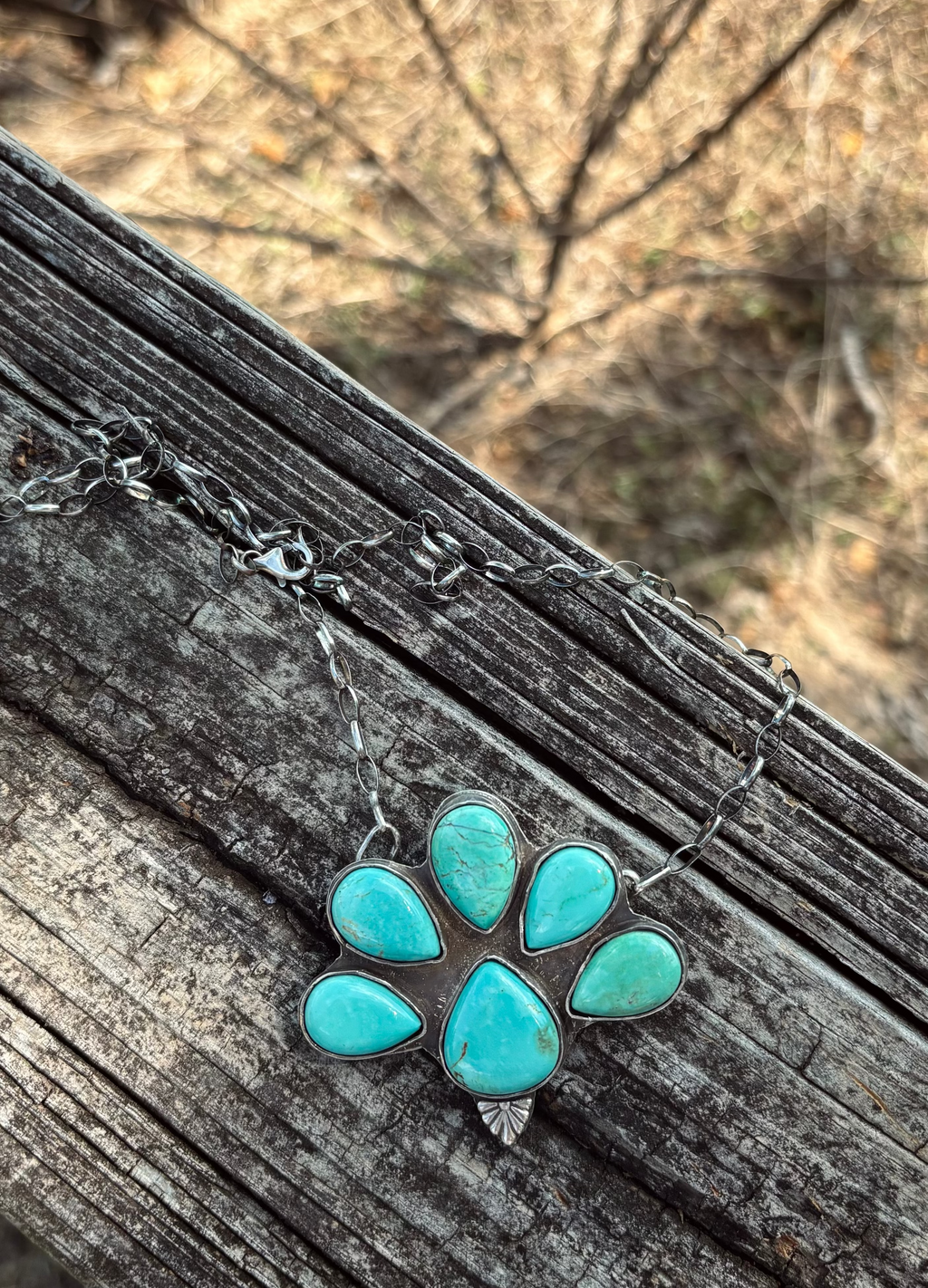 Kingman Turquoise Cluster Necklace