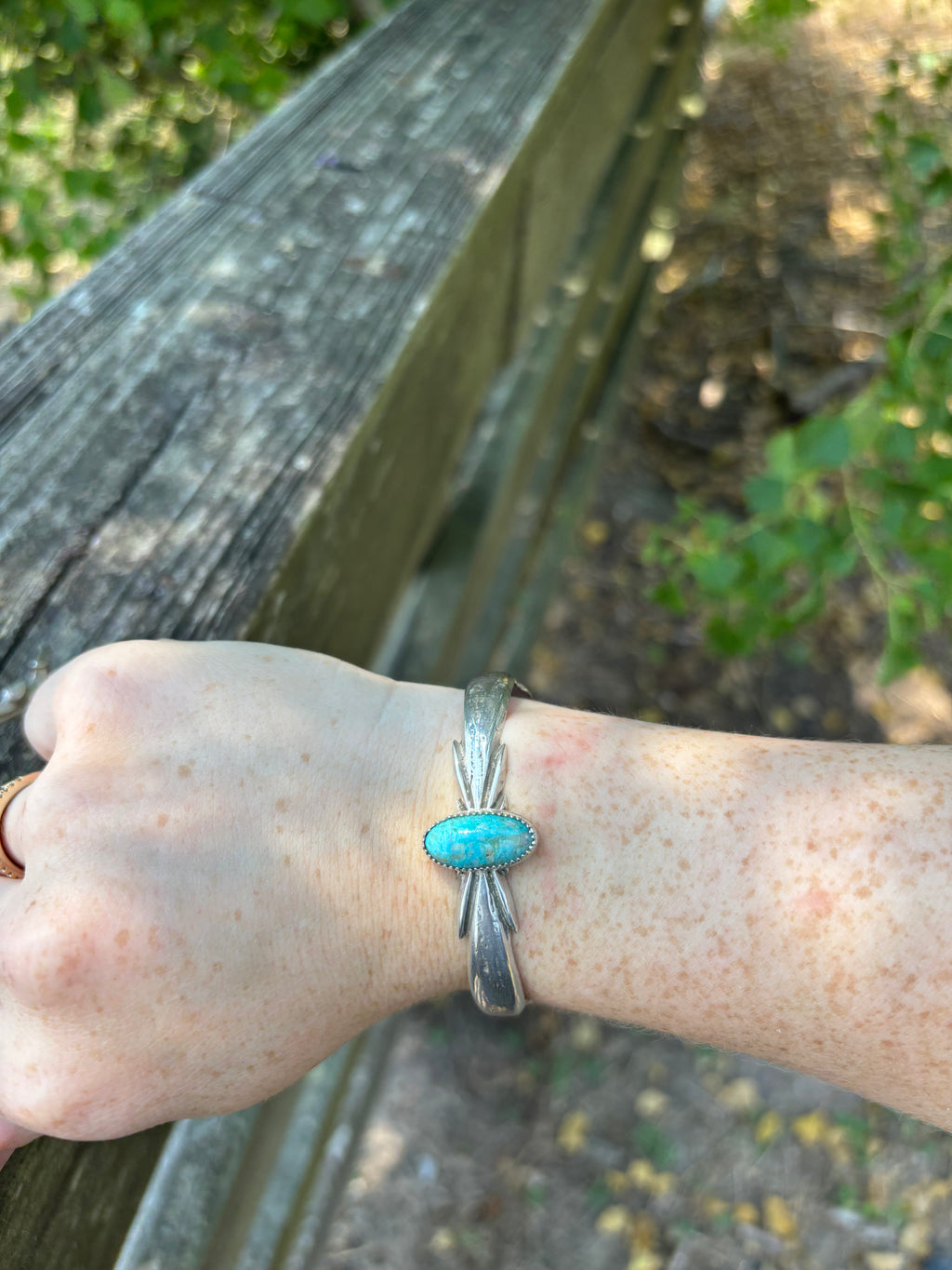 Petite Sand Casted Bracelet - Oval Stone