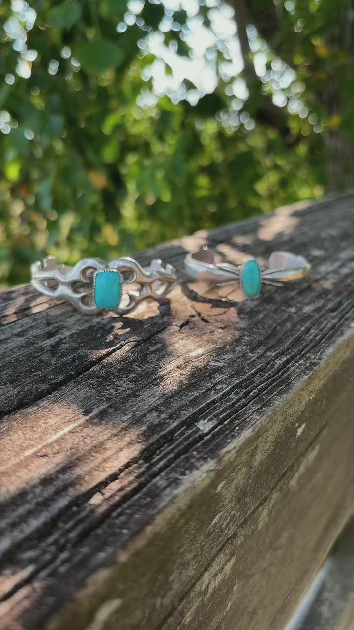 Petite Sand Cast Cuff - rectangle stone